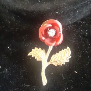 Elegant Red Rose Brooch